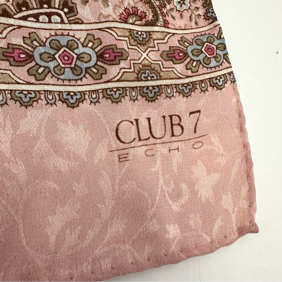 Echo Club 7 Silk VTG Oblong Pink Paisley Scarf - Picture 8 of 8